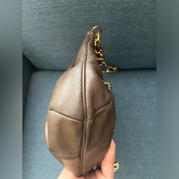 Vintage Dark Brown Genuine Leather Morris M. Handbag with Gold Chain - Picture 7 of 16